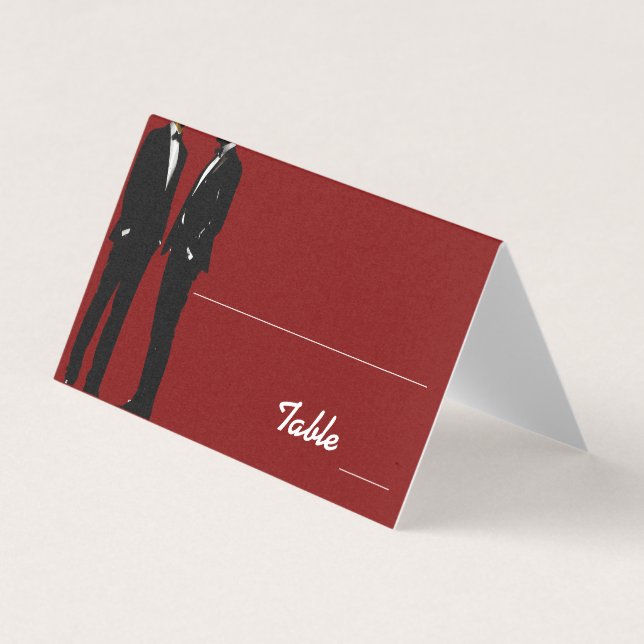Elegant Modern Gay Men Wedding Rainbow Place Cards (Front)