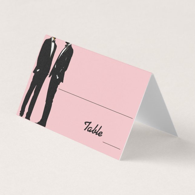 Elegant Modern Gay Men Wedding Rainbow Place Cards (Front)