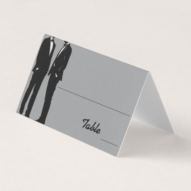 Elegant Modern Gay Men Wedding Rainbow Place Cards (Front)