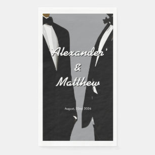 Elegant Modern Gay Men Wedding Red Dinner Party Napkin