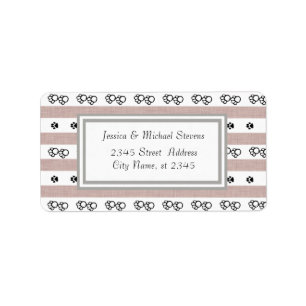 Elegant modern gentle dog paws stripes label