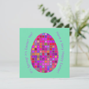 Elegant Modern Geometric Easter Egg Colourful Aqua Holiday Card