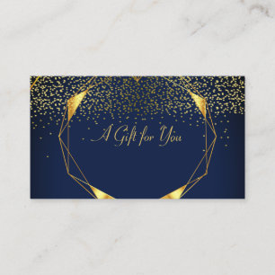 Elegant Modern Geometric Gold Lines, Confetti Blue Discount Card