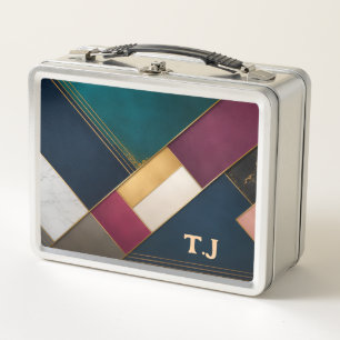 Elegant Modern Geometric Lunchbox Custom Name 