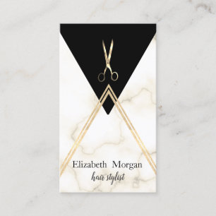 Elegant Modern Geometric Marble Gold,Scissors Business Card