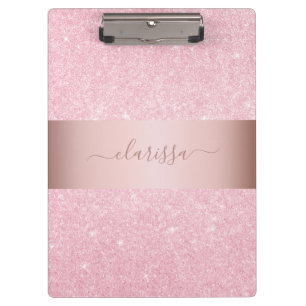 Elegant modern geometric rose gold glitter clipboard