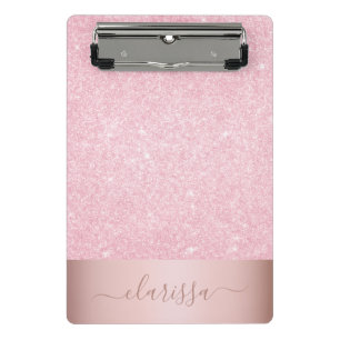 Elegant modern geometric rose gold glitter mini clipboard