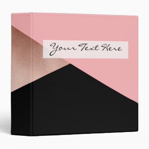 elegant modern geometric rose gold pink black binder