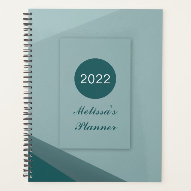Elegant Modern Geometric Script 2022 Personalized Planner (Front)