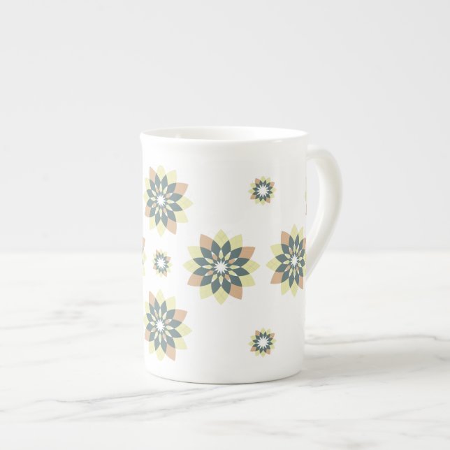 Elegant Modern Geometric Star Bursts Bone China Mug (Front Right)
