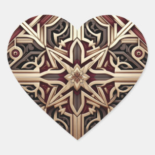 Elegant Modern Geometric Star Patterned Heart Sticker
