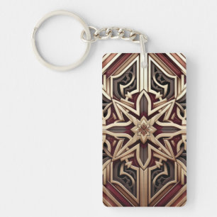 Elegant Modern Geometric Star Patterned Keychain