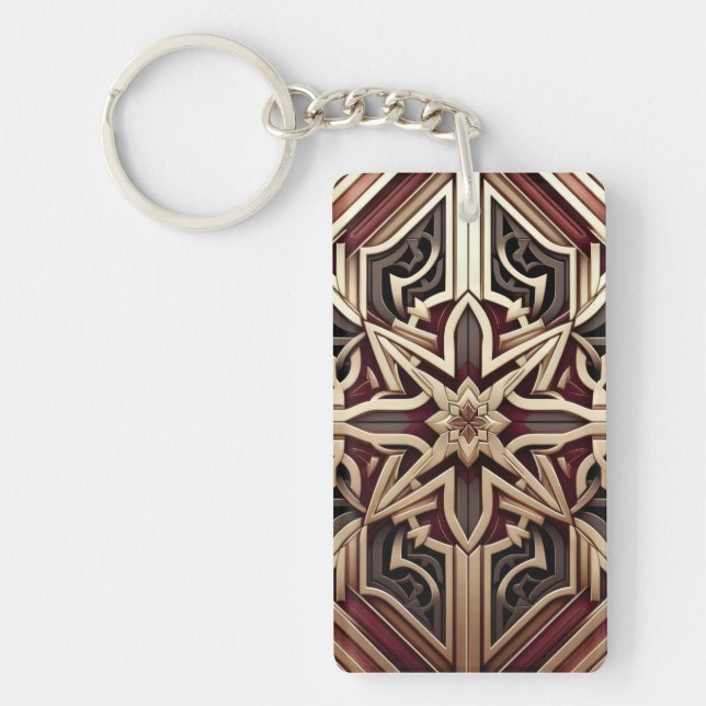 Elegant Modern Geometric Star Patterned Keychain (Front)