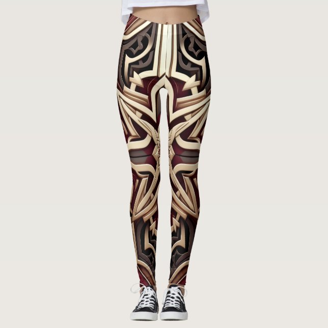 Elegant Modern Geometric Star Patterned Leggings (Front)