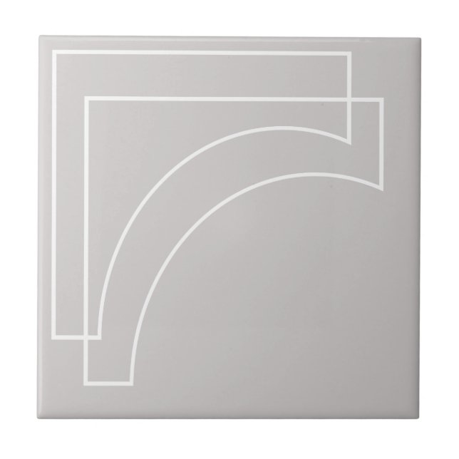 Elegant Modern Geometric White And Grey Tile (Front)