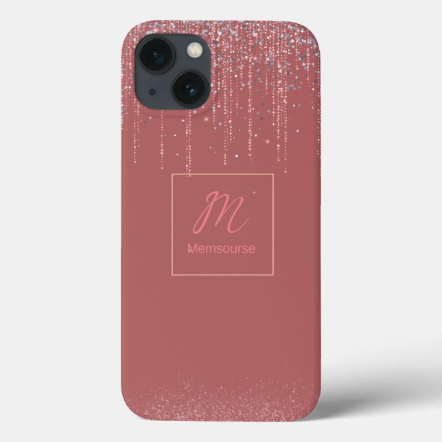 Elegant Modern Gift Luxury Rose Gold Glitter Case-Mate iPhone Case (Back)