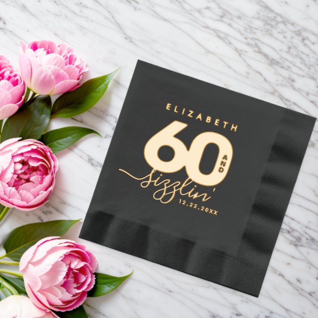 Elegant Modern Girly 60 and Sizzlin' Foil Napkins (Insitu (Wedding))