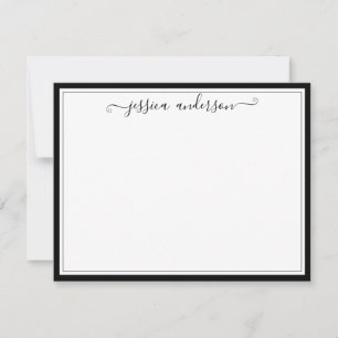 Elegant Modern Girly Classic Black Grey Script Card