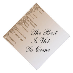 elegant modern girly dripping gold glitter graduation cap topper