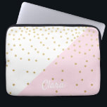 Elegant modern girly faux gold glitter confetti laptop sleeve<br><div class="desc">Chick combination of blush pink colour block and faux gold glitter confetti.</div>