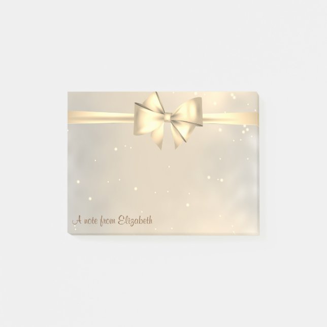 Elegant Modern Girly,Gold Bow -  Personalized Post-it Notes (Front)