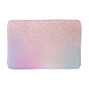 Elegant modern girly ombre pink rose gold glitter bath mat