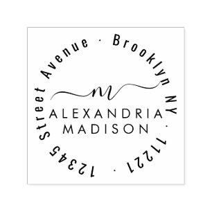 Elegant Modern Girly Script Monogram Address Self-inking Stamp