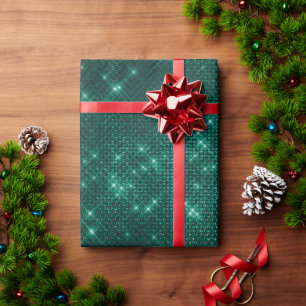 Elegant modern girly stylish teal glitter wrapping paper