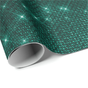 Elegant modern girly stylish teal glitter wrapping paper