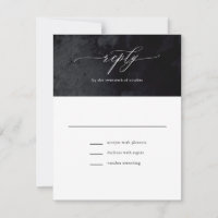 Elegant Modern Glam Black Goth Wedding RSVP Card