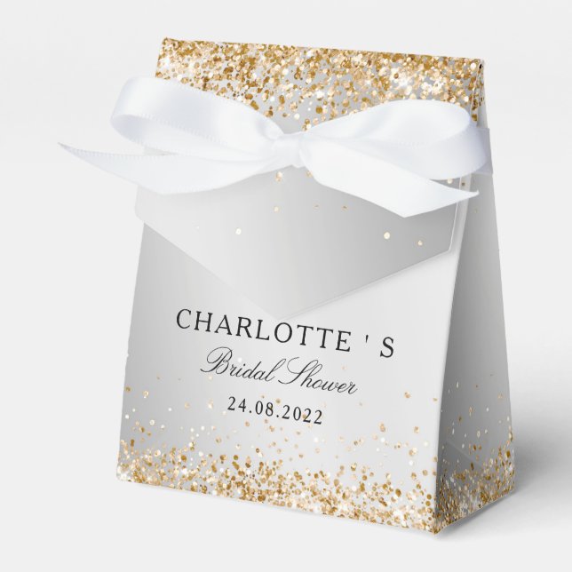 Elegant Modern Glitter Bridal Shower Favor Box (Front Side)