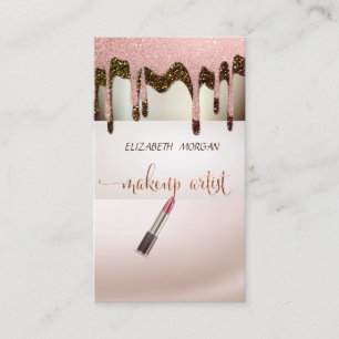 Elegant Modern Glitter Drops, Lipstick Business Card