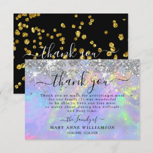 Elegant Modern Glitter Funeral Food Thank You Card