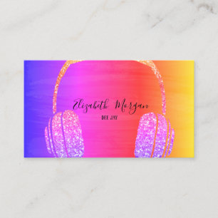 Elegant Modern Glitter Headphone DJ Colourful Business Card