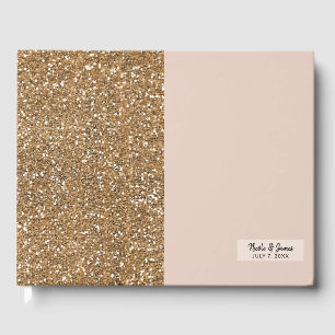 Elegant Modern Glitter Rose Gold Blush Glam Party Guest Book