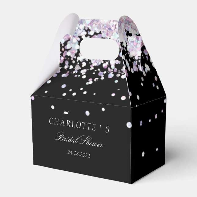Elegant Modern Glitter Silber Bridal Shower  Favor Box (Front Side)