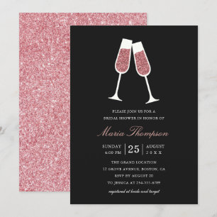 Elegant Modern Glitter Wine Tasting Bridal Shower Invitation