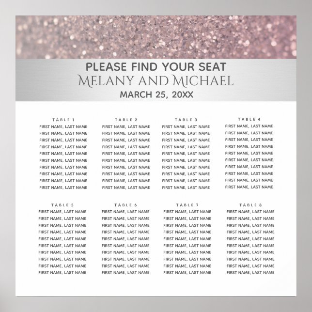 Elegant modern glittery silver stripe poster (Front)