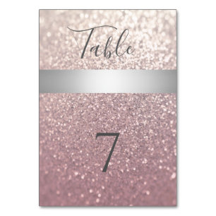 Elegant modern glittery silver stripe table number