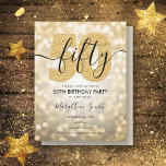 Elegant Modern Gold 50th Birthday Party Invitation<br><div class="desc">Elegant 50th Birthday Party Gold Glitter Lights invitation template. Great for 50th birthday parties for men & women.</div>