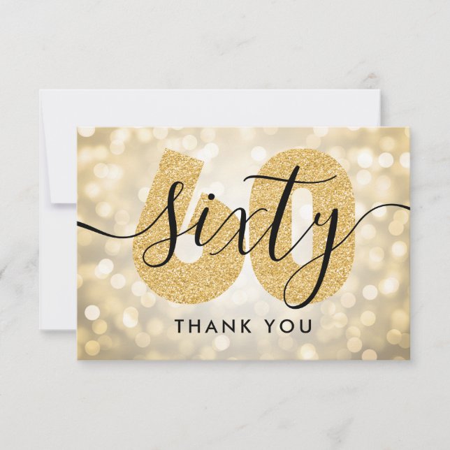 Elegant Modern Gold 60th Birthday Thank You (Front)