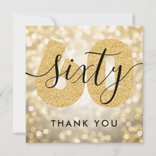 Elegant Modern Gold 60th Birthday Thank You
