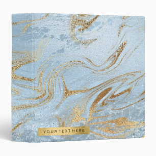 Elegant modern gold and blue marble & glitter binder