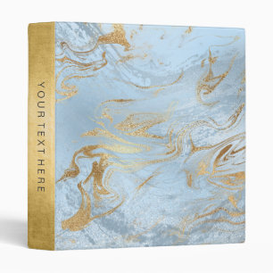 Elegant modern gold and blue marble & glitter binder