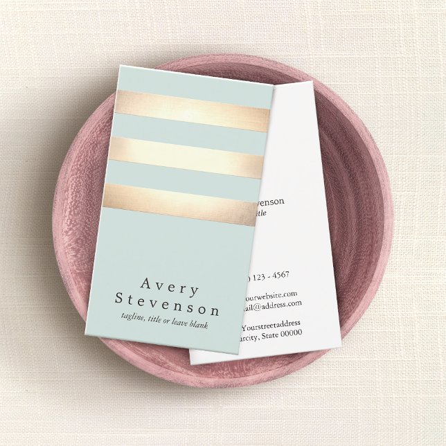 Elegant Modern Gold and Blue Stripes Business Card (Creator Uploaded)