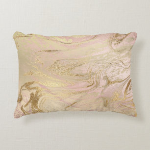 Elegant modern gold and rose gold marble & glitter accent pillow