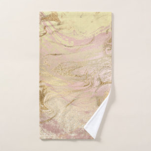 Elegant modern gold and rose gold marble & glitter hand towel