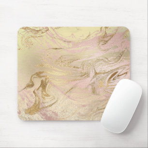Elegant modern gold and rose gold marble & glitter mouse pad
