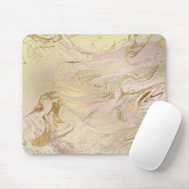 Elegant modern gold and rose gold marble & glitter mouse pad (With Mouse)