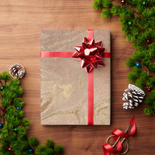 Elegant modern gold and rose gold marble look wrapping paper